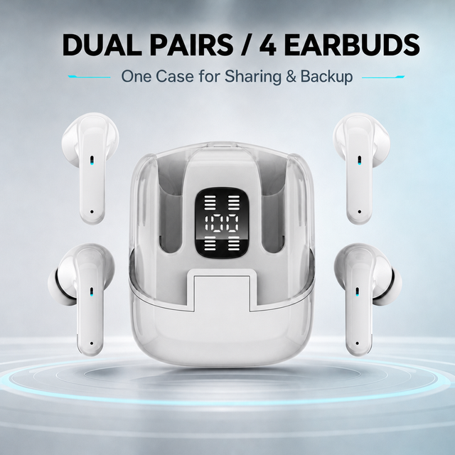 Custom Logo ANC ENC Wireless Earbuds In-Ear Noise Cancelling Bt V5.5 Earphones OEM ODM Digital Display Earbuds