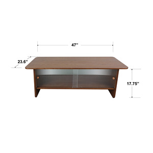 Mesa de Centro Rectangular Moderna y Minimalista de 47 Pulgadas, Resistente, con Gabinete de Almacenamiento y Puertas Corredizas de Vidrio para Sala de Estar - Product Image 6