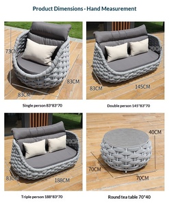 Canapé en alliage d'aluminium à corde de traction de forme spéciale, imperméable et résistant aux UV, pour villas, cours, hôtels, clubs et espaces de jardin, style luxe léger moderne - Product Image 5
