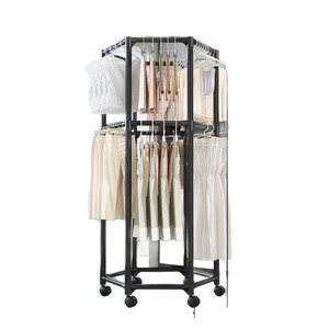 Cedar space Nouveau design <span class=keywords><strong>Porte</strong></span>-vêtements sur pied en métal avec base en PP, pour intérieur/extérieur, antirouille, double tringle, séchoir à vêtements - Product Image 5