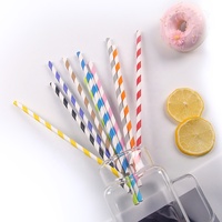 Pailles en papier rayées colorées jetables, pailles en papier robustes pour jus, café, boissons