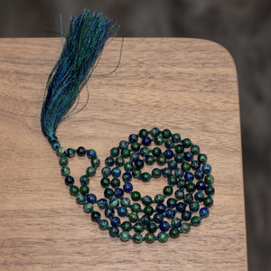Mala de 108 cuentas de azurita anudadas a mano por artesanos, cuentas de oración para uso diario como joyería, calidad premium - Product Image 5