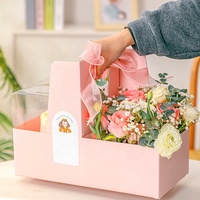 Boîte transparente personnalisable pour mariage, boîte à fleurs en PVC pliable, emballage de fleurs, gaufrage, matériaux recyclés, laminage mat, boîte à fleurs