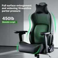 Chaise de bureau gaming haut de gamme à assise large pour personnes de grande taille, en cuir respirant, résistante (charge maximale 450 LBS), inclinable multi-angles et verrouillable