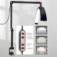 Lampe à LED bicolore 3200K à 5600K pour table à ongles Lampe de bureau demi-lune avec clip pour téléphone Trépied Arc Lampe à cils LED 20W