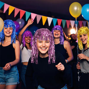 เครื่องแ<span class=keywords><strong>ต</strong></span>่งกายของ Mardi Gras <span class=keywords><strong>วิก</strong></span>ผมแบบดิสโก้เงางามประดับด้วยฟอยล์สีสันสดใสสำหรับใช้ในงานปาร์<span class=keywords><strong>ต</strong></span>ี้กระเป๋าเก็บของใช้ตกแ<span class=keywords><strong>ต</strong></span>่งอุปกรณ์ตกแ<span class=keywords><strong>ต</strong></span>่งแบบใหม่ - Product Image 5
