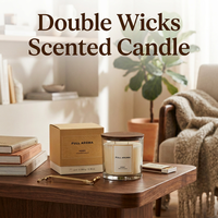 Bougie parfumée en cire de soja à double mèche, 350g, dans un bocal en verre transparent avec couvercle en bois, boîte cadeau personnalisée avec logo, pour cadeaux de festival, décoration d'hôtel