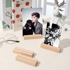 Portatarjetas de madera, clip para notas con foto, soporte decorativo para notas de escritorio, suministros de oficina creativos, diseño geométrico blanco - Product Image 3