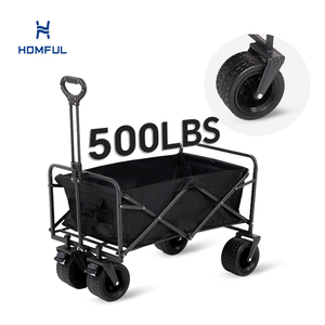 घरेलू बहुउद्देशीय धातु फ्रेम मुड़ा समुद्र तट के बगीचे ढहने वाले आउटडोर 4 व्हील वैगन कैंपिंग कार्ट्स - Product Image 1