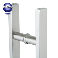 Poignée de porte en verre 2024 en acier inoxydable, tube carré, pour porte en bois, électroplaquée, forme H, grande poignée de levier de porte