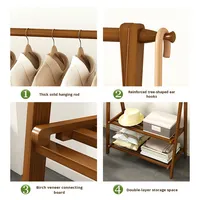 Porte-manteau pliant moderne en bambou massif, cintre sur pied épaissi au sol, étendoir de balcon, rangement de chapeaux pour chambre à coucher et maison