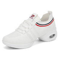 Chaussures de danse salsa latine légères pour femmes, baskets en tissu tricoté respirant avec semelle extérieure en caoutchouc antidérapante, idéales pour l'entraînement