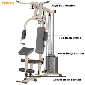 Estación de <span class=keywords><strong>Gimnasio</strong></span> Multifuncional para el Hogar con Press de <span class=keywords><strong>Pecho</strong></span> y <span class=keywords><strong>Polea</strong></span> Alta/Baja - Equipo Compacto de Entrenamiento de Fuerza para Uso Comercial y Doméstico - Product Image 3