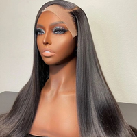 Peluca de cabello humano virgen brasileño 13x4 Virgen al por mayor de densidad 200 hueso sin pegamento recto encaje suizo frontal HD encaje para mujeres negras