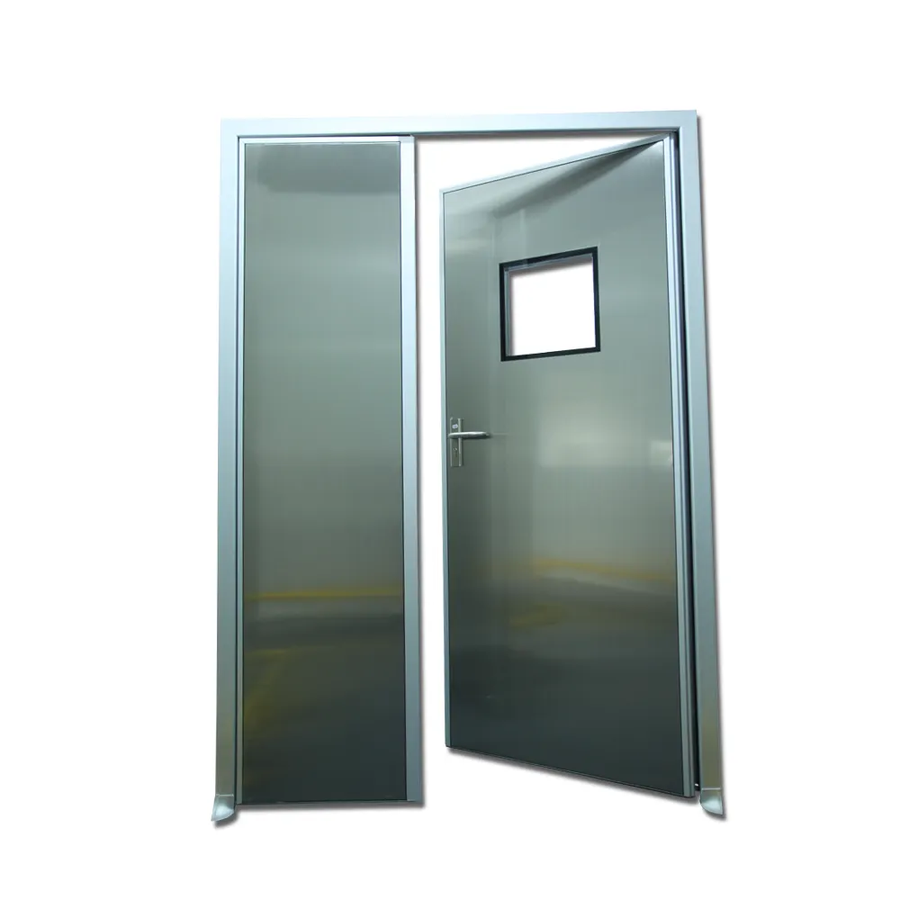 Porta de sala limpa com placa de aço inoxidável higiênica certificada CE/ISO, porta médica 304 SS disponível com impressão digital grátis