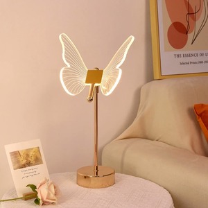 <b>Table</b> Lamp Retro Gold Acrylic Butterfly LED Desk Lamp Hotel Villa Art Decor LED <b>Table</b> Light Living Room Bedside LED Night Lights - Product Image 3