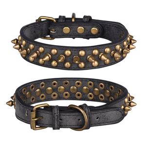 Retro Punk Style Anti-Bite Hunde halsband Mittleres und großes Hunde traktion halsband mit Retro Solid Pattern Cross-Border Sofa Leder - Product Image 6