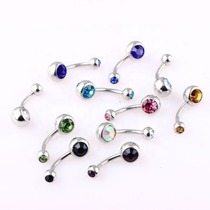 Anillos <span class=keywords><strong>de</strong></span> Ombligo <span class=keywords><strong>de</strong></span> Acero Quirúrgico con Doble Cabeza y Cristales <span class=keywords><strong>de</strong></span> Colores Mezclados <span class=keywords><strong>de</strong></span> <span class=keywords><strong>Gaby</strong></span>, Joyería para el Cuerpo, Adhesivo para Joyería Corporal - Product Image 4