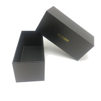 Boîte d'emballage de luxe en carton noir imprimé avec logo personnalisé en relief pour étui à lunettes, lunettes de soleil et lunettes de vue
