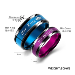 Anillos de Pareja Rey y Reina, Anillos de Boda a Juego de Acero Inoxidable 316L <span class=keywords><strong>para</strong></span> Hombre y Mujer, Joyería <span class=keywords><strong>para</strong></span> <span class=keywords><strong>Parejas</strong></span> - Product Image 2