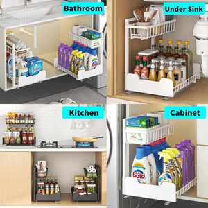 Organizador Metálico Extraíble de 2 Niveles sin Agujeros para Cajones de Cocina, Baño o Inodoro, para Condimentos y Especias - Product Image 4