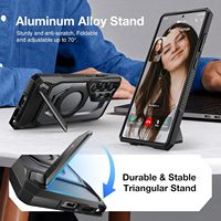 Coque Tongate Magnétique Armor Design pour S25 Ultra en TPU+PC avec Anneau de Charge Sans Fil et Protection d'Écran Anti-Espion