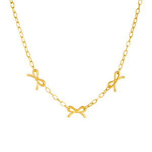 Gold Plated Stainless Steel Bowknot Chain Necklace Fashion Minimalist Punk Retro Accessory Jewelry For Women N3209 - Product Image 5
