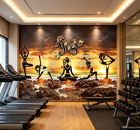 Papier peint mural 3D personnalisé avec silhouette de yoga au coucher du soleil, vue sur la plage et la mer, décoration murale pour salle de sport, studio, chambre, spa, intérieur de la maison