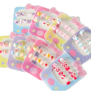 Lot de 12 ongles à presser pour enfants de 3 à 6 ans, pour filles, adhésifs en gelée non toxiques, détachables et étanches, ensemble de <span class=keywords><strong>faux</strong></span> ongles - Product Image 1