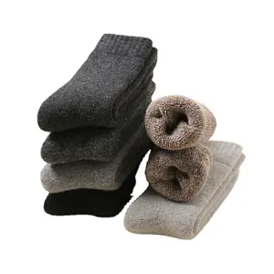 Winter Thick Cashmere Wool Socks Comfortable Solid Color Lambs Mens Knitted Wool Thick Socks