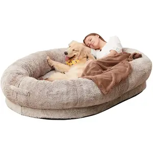 سرير كلب حجم كبير يمكن غسله من الفوم بطول مناسب للكلاب الكبيرة غير قابل للانزلاق سرير 6XL بحشو رقيق
