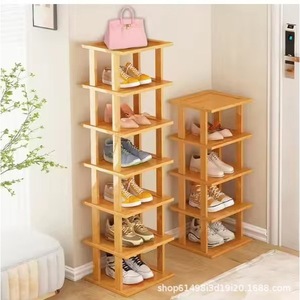 Simple wooden shoe rack for saving space in the entryway; multi-layered wooden <b>corner</b> shoe <b>cabinet</b> for rental apartments. - Product Image 1