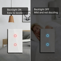 Interrupteur mural tactile double commande en verre trempé, câblage direct avec fil neutre, remplace les anciens interrupteurs bidirectionnels, sans Wi-Fi, sans synchronisation