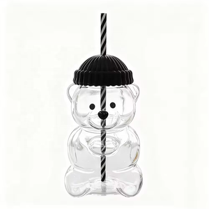 Gobelet en verre en forme d'animal mignon de 17 oz, motif ours, pour vente en gros, idéal pour les boutiques en ligne et les chaînes de magasins. - Product Image 2