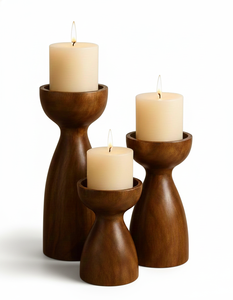 Porte-bougie en bois d'acacia fait main au design unique pour cadeaux et décoration festive Disponible au meilleur prix du marché - Product Image 2