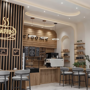 Personalizado de madera de diseño de barra de café moderno restaurante Mesa silla conjunto de lujo cafetería muebles - Product Image 1