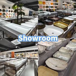 Vasque rectangulaire en céramique blanche à poser sous le comptoir, sans trop-plein, design économe en eau pour projet de salle de bain - Product Image 6