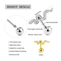 Boucles d'oreilles clous en acier inoxydable plaqué or, forme insecte, pierres de zircon serties griffes, unisexe, tendance, pour fêtes et mariages