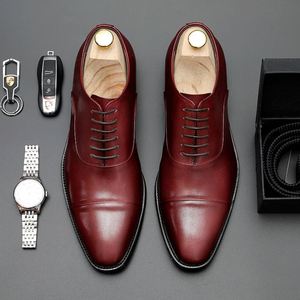 Zapatos de cuero para hombre, nuevos negocios, formales, británicos, Cabeza Cuadrada pequeña, Bullock, zapatos informales hechos a mano para Otoño e Invierno - Product Image 5