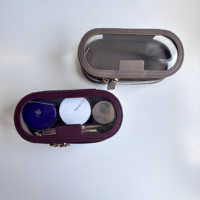 Trousse de Toilette Ovale Transparente en PVC et Cuir Saffiano PU de Haute Qualité pour Voyage, avec Fermeture Éclair