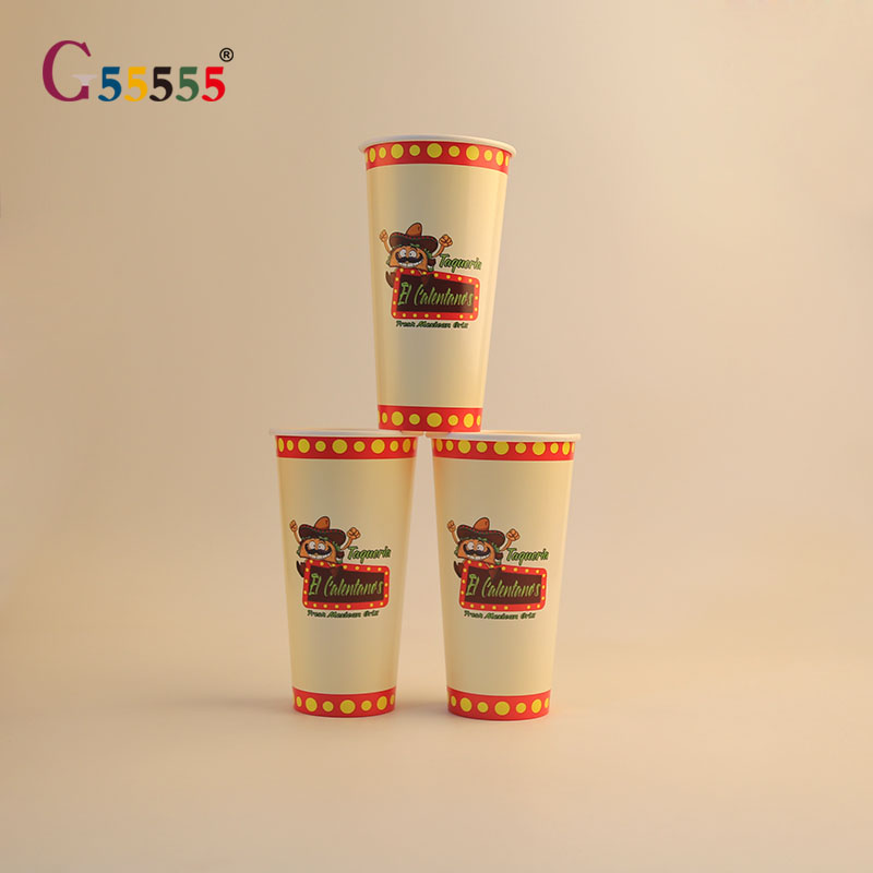 Disposable Paper Cup Cold Drinks Beverage Food Packaging 500ml 600ml 700ml White Paper Cups Material Design Printed Logo