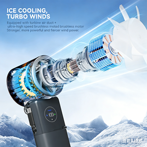 High-speed 9000mAh <b>Handheld</b> <b>Fan</b> Type C Rechargeable Power Bank Function PortableTurbo <b>Fans</b> for Outdoor Travel - Product Image 6