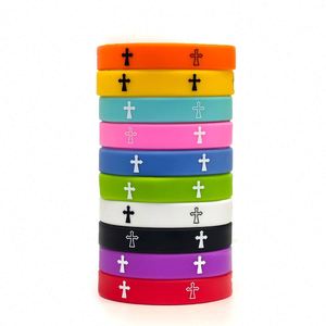 Bracelets en silicone Croix de Jésus, bracelets en caoutchouc religieux inspirants et motivants, cadeaux parfaits pour les événements religieux - Product Image 1