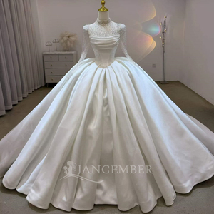 Vestido de Novia Lsjj140 Estilo Bohemio, Largo hasta el Suelo, Bordado, de Satén, para Mujer, Vestido de Novia de Playa Personalizado - Product Image 1