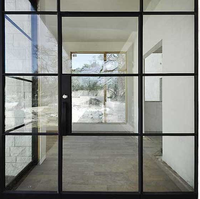 Porte française moderne SUNGYE à cadre étroit en aluminium, isolation acoustique, verre trempé, ouverture coulissante pour entrée d'hôtel ou de villa