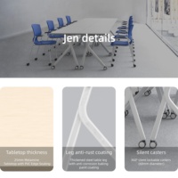 Table de conférence, bureau, table de réunion, mobilier de bureau design moderne, pliable, mobile avec roulettes