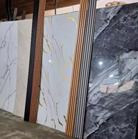 Installation facile, feuille de marbre brillante imperméable et résistante aux UV, panneaux muraux en PVC, 2*4 pieds, 4*8 pieds, 4*9 pieds, 4*10 pieds