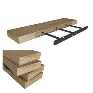 Wooden <b>Wall</b> <b>Mounted</b> <b>Shelf</b> 33x15x85cm Double Tier Solid Wood Living Room Storage Organization Open Style Bookshelf - Product Image 5