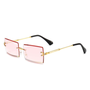 DLL9031 DL 2021 Lunettes de soleil sans cadre de créateur personnalisées pour femmes Petit rectangle Gradient Lenses New Trendy Rimless Sunglasses - Product Image 3