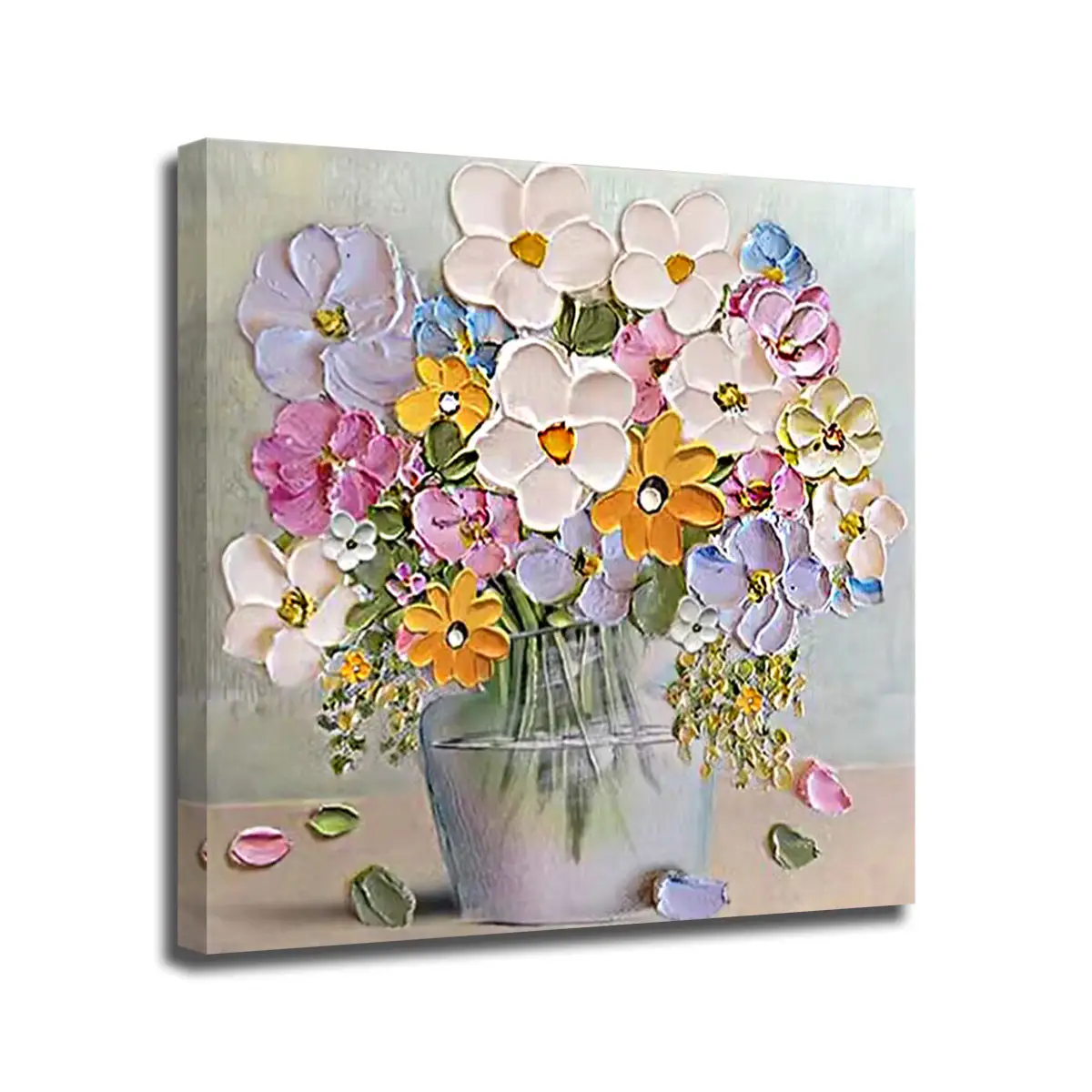 Originele Kunst 100% Handgeschilderde Getextureerde Wilde Bloemen En Planten Decoratief Kunstwerk Op Canvas Olieverfschilderij Voor Wanddecoratie